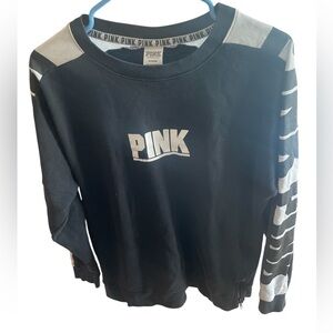 PINK Victoria’s Secret Oversized Crewneck Sweatshirt Black Side Zip Logo M